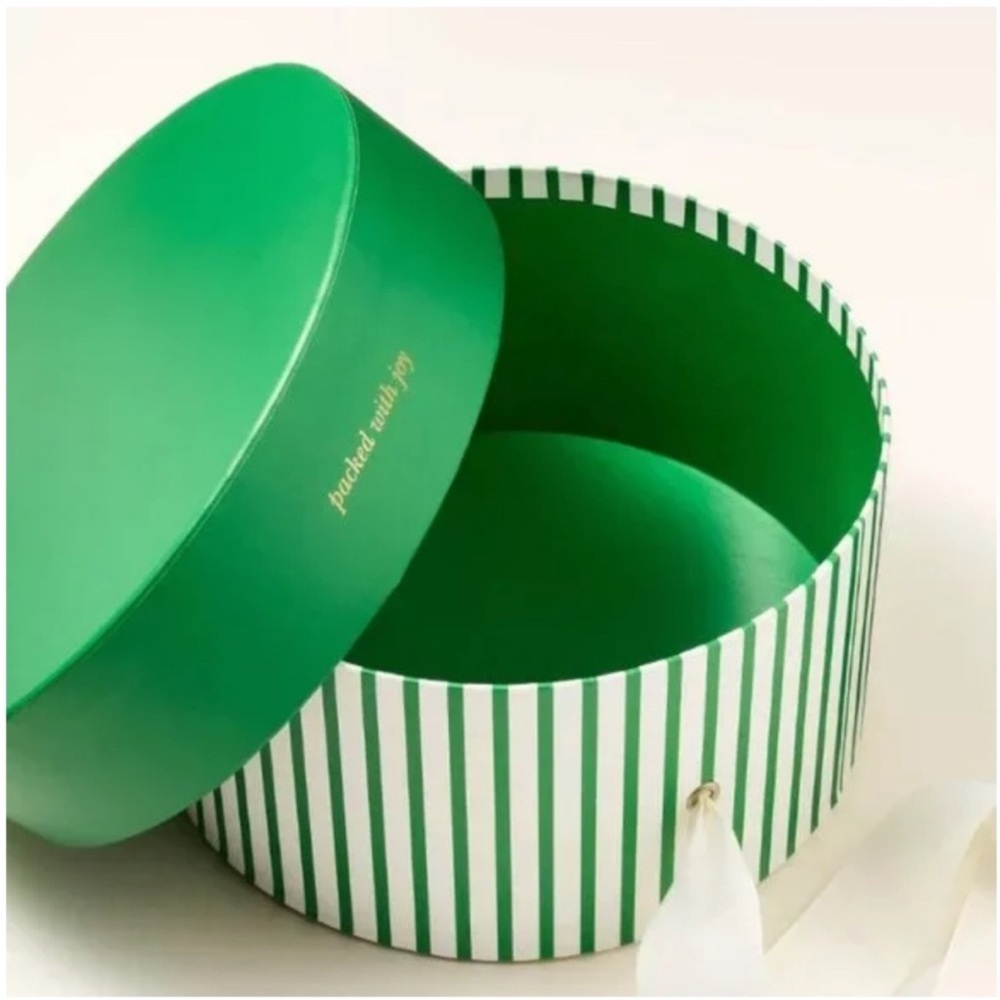 Kate Spade x Target Round Gift Box Set of 2 Green Stripe Classic Rose Hat Box - Picture 2 of 6